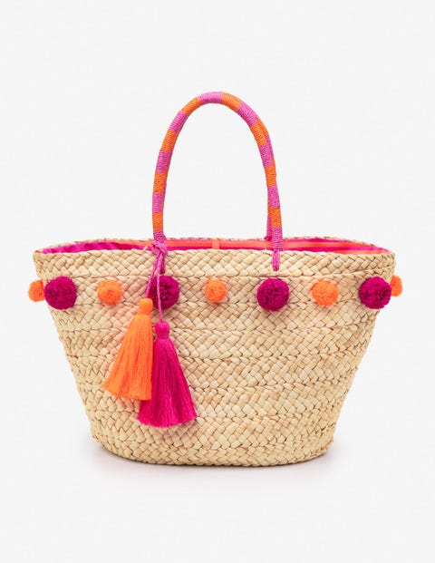 Strandtasche Mit Bommeln - Pink Strandtasche Mit Bommeln - Pink