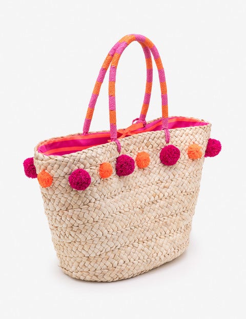 Strandtasche Mit Bommeln - Pink Strandtasche Mit Bommeln - Pink