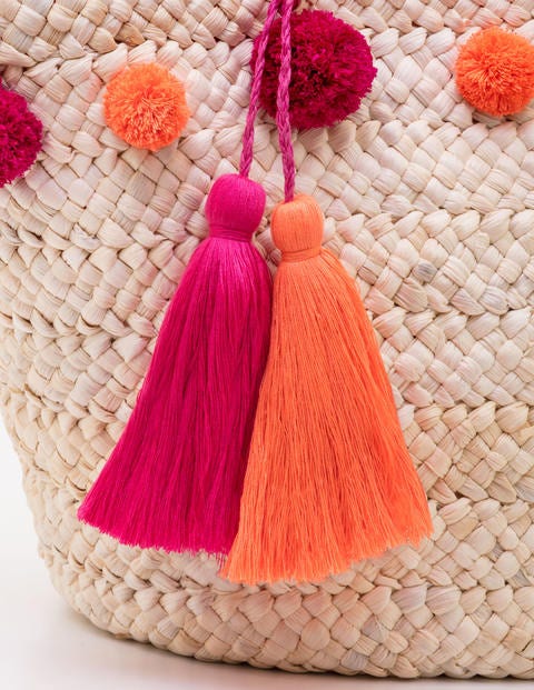 Strandtasche Mit Bommeln - Pink Strandtasche Mit Bommeln - Pink