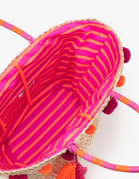 Strandtasche Mit Bommeln - Pink Strandtasche Mit Bommeln - Pink