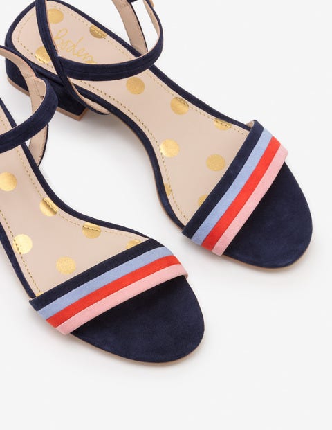 Zoe Heeled Sandals - French Navy Multi Stripe Zoe Heeled Sandals - French Navy Multi Stripe