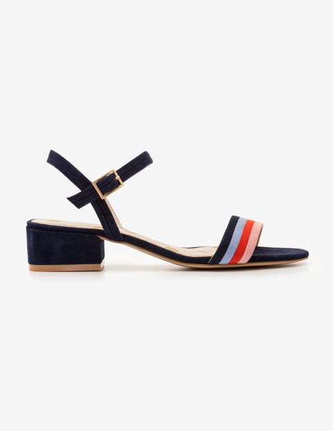 Zoe Heeled Sandals - French Navy Multi Stripe Zoe Heeled Sandals - French Navy Multi Stripe