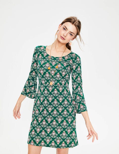 Miriam Jersey-Tunika - Sattes Grün, Blumen Miriam Jersey-Tunika - Sattes Grün, Blumen