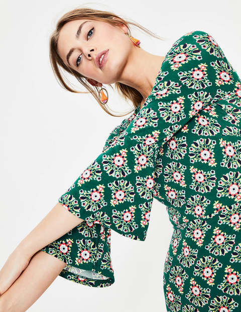 Miriam Jersey-Tunika - Sattes Grün, Blumen Miriam Jersey-Tunika - Sattes Grün, Blumen