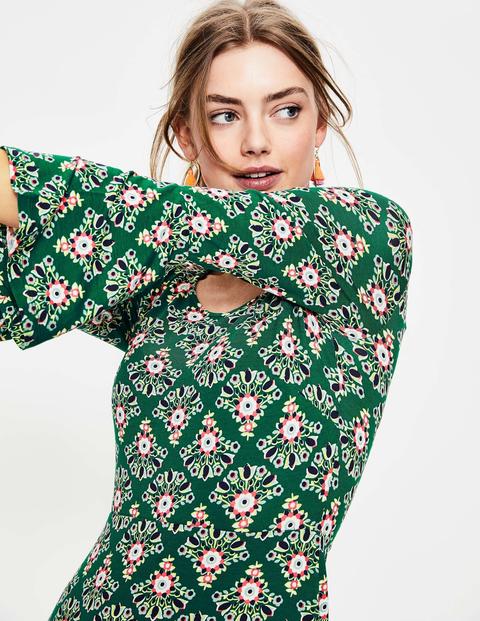 Miriam Jersey-Tunika - Sattes Grün, Blumen Miriam Jersey-Tunika - Sattes Grün, Blumen