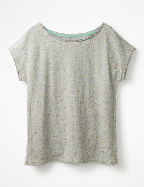 Natalie Jersey Tee - Grey Marl/Gold Natalie Jersey Tee - Grey Marl/Gold