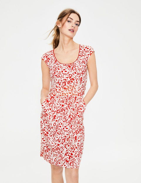 Margot Jersey Dress - Red Pop Folk Mono Margot Jersey Dress - Red Pop Folk Mono