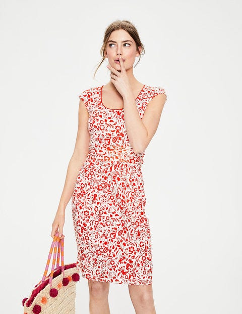 Margot Jersey Dress - Red Pop Folk Mono Margot Jersey Dress - Red Pop Folk Mono