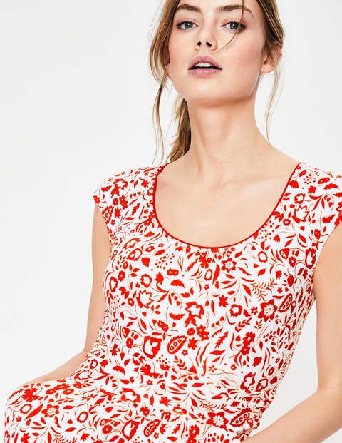 Margot Jersey Dress - Red Pop Folk Mono Margot Jersey Dress - Red Pop Folk Mono