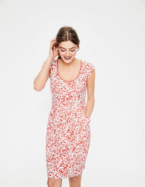 Margot Jersey Dress - Red Pop Folk Mono Margot Jersey Dress - Red Pop Folk Mono