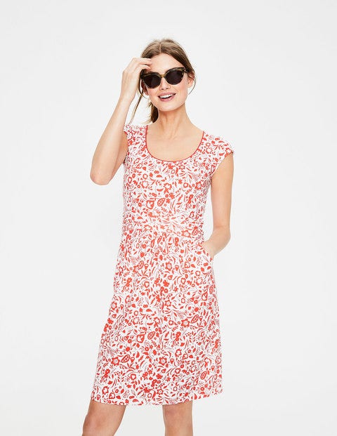 Margot Jersey Dress - Red Pop Folk Mono Margot Jersey Dress - Red Pop Folk Mono