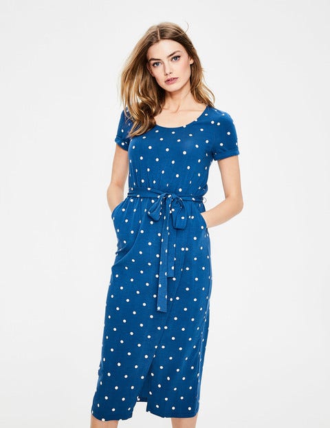 Hallie Jersey Dress - Riviera Blue Spaced Spot Hallie Jersey Dress - Riviera Blue Spaced Spot