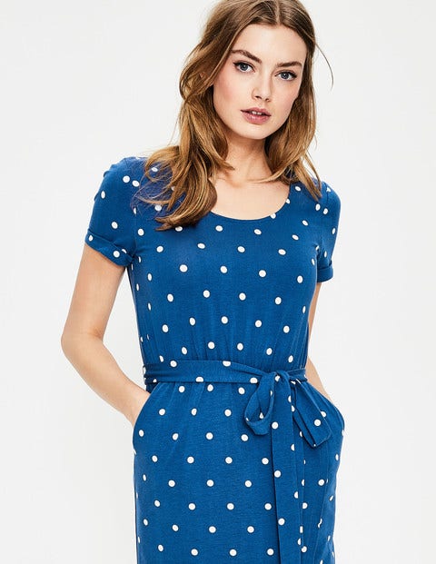 Hallie Jersey Dress - Riviera Blue Spaced Spot Hallie Jersey Dress - Riviera Blue Spaced Spot