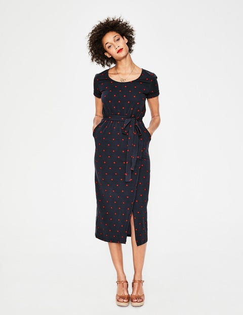 Hallie Jersey Dress - Navy Spaced Spot Hallie Jersey Dress - Navy Spaced Spot