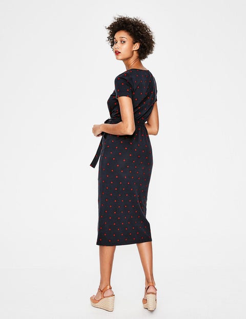 Hallie Jersey Dress - Navy Spaced Spot Hallie Jersey Dress - Navy Spaced Spot