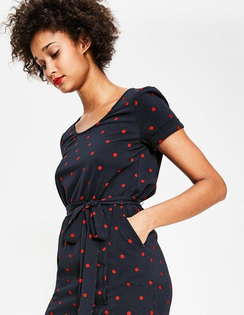 Hallie Jersey Dress - Navy Spaced Spot Hallie Jersey Dress - Navy Spaced Spot
