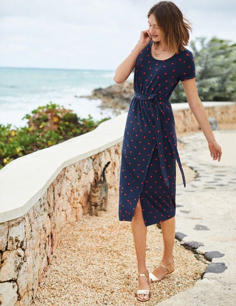 Hallie Jersey Dress - Navy Spaced Spot Hallie Jersey Dress - Navy Spaced Spot