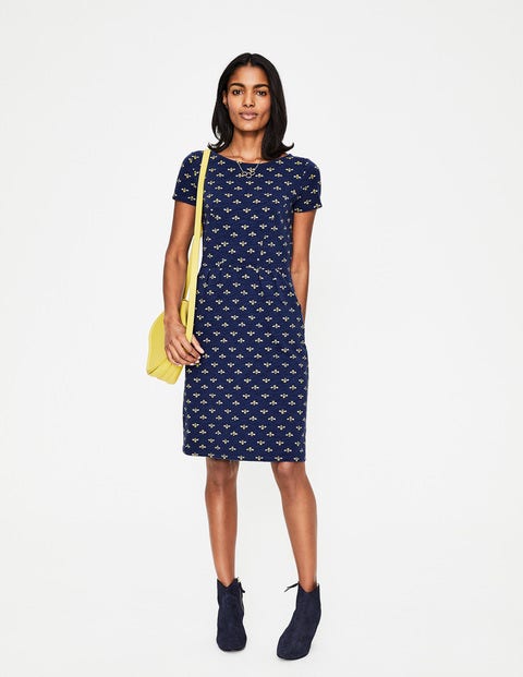 Phoebe Jersey Dress - Harbour Blue Honey Bee Phoebe Jersey Dress - Harbour Blue Honey Bee