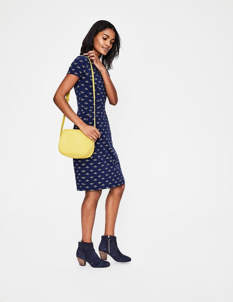 Phoebe Jersey Dress - Harbour Blue Honey Bee Phoebe Jersey Dress - Harbour Blue Honey Bee