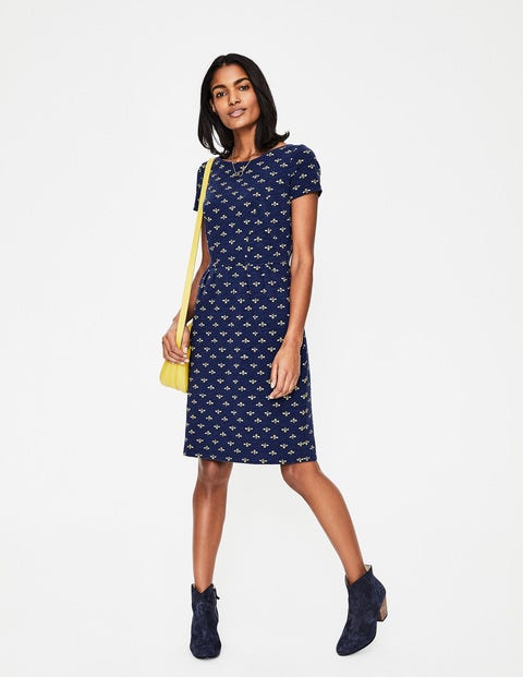Phoebe Jersey Dress - Harbour Blue Honey Bee Phoebe Jersey Dress - Harbour Blue Honey Bee