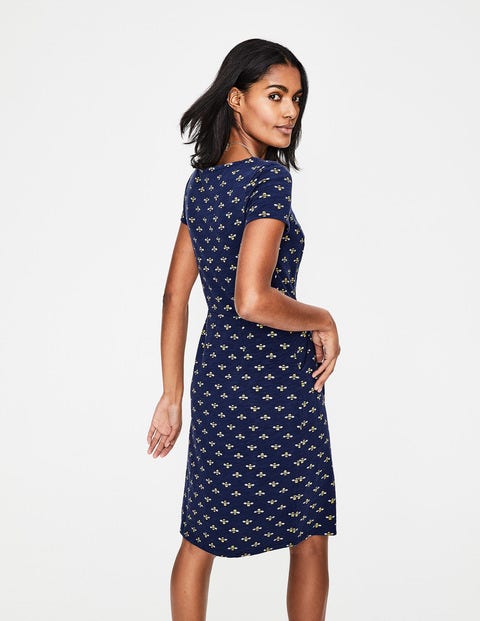 Phoebe Jersey Dress - Harbour Blue Honey Bee Phoebe Jersey Dress - Harbour Blue Honey Bee