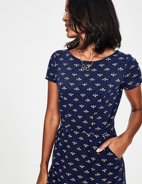 Phoebe Jersey Dress - Harbour Blue Honey Bee Phoebe Jersey Dress - Harbour Blue Honey Bee