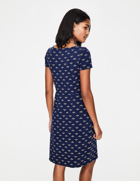 Phoebe Jersey Dress - Harbour Blue Honey Bee Phoebe Jersey Dress - Harbour Blue Honey Bee