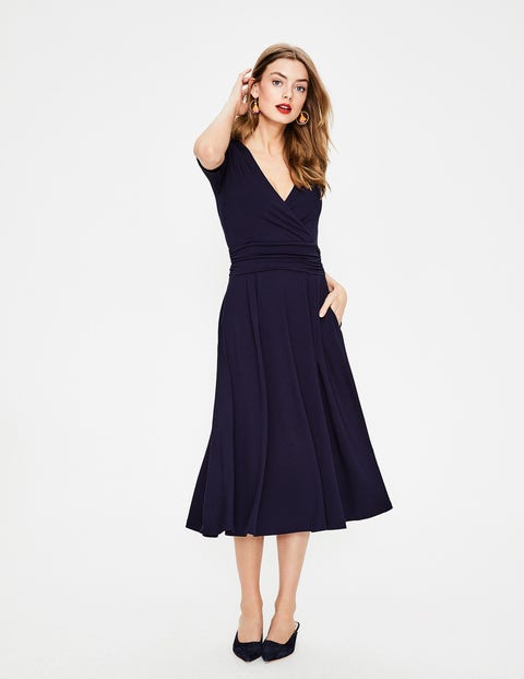 Robe Midi Kassidy En Jersey - Bleu Marine Robe Midi Kassidy En Jersey - Bleu Marine