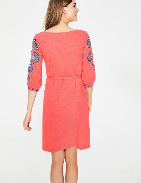 Leyla Embroidered Jersey Dress - Guava Leyla Embroidered Jersey Dress - Guava