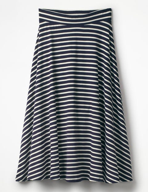 Jersey Midi Skirt - Navy/Ivory Stripe Jersey Midi Skirt - Navy/Ivory Stripe