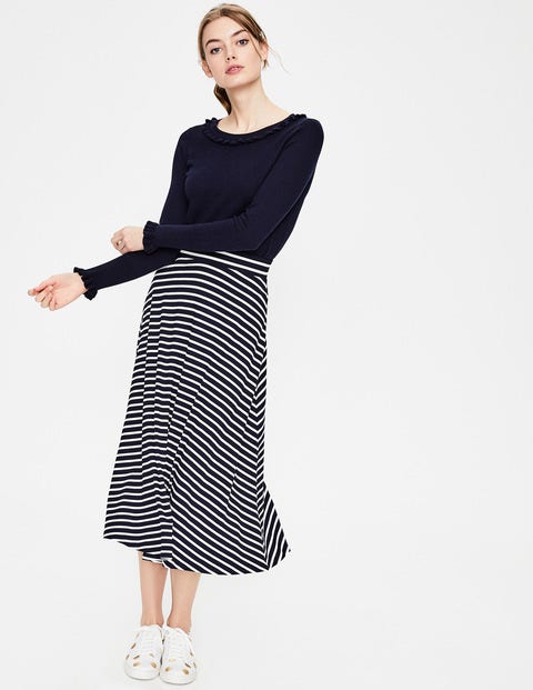 Jersey Midi Skirt - Navy/Ivory Stripe Jersey Midi Skirt - Navy/Ivory Stripe