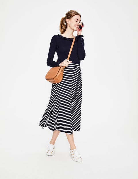 Jersey Midi Skirt - Navy/Ivory Stripe Jersey Midi Skirt - Navy/Ivory Stripe