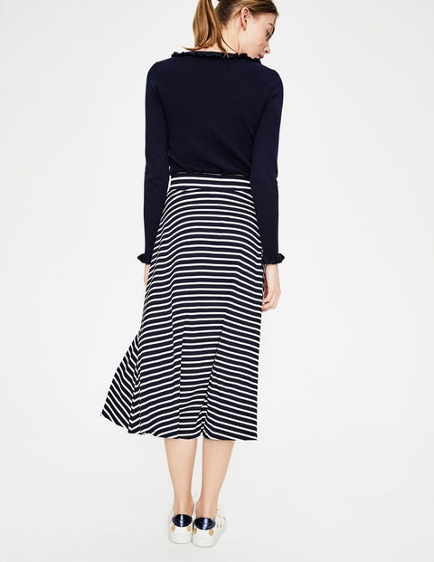 Jersey Midi Skirt - Navy/Ivory Stripe Jersey Midi Skirt - Navy/Ivory Stripe