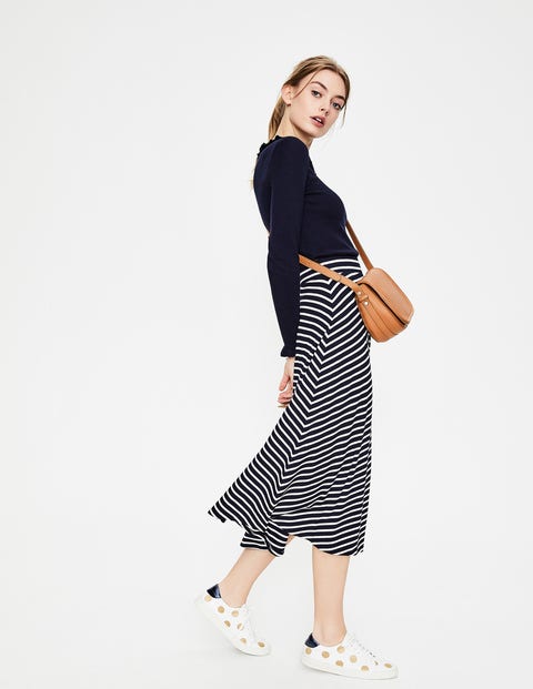 Jersey Midi Skirt - Navy/Ivory Stripe Jersey Midi Skirt - Navy/Ivory Stripe