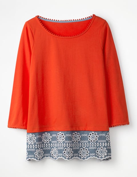 Jersey Broderie Overlay Top - Rosehip Jersey Broderie Overlay Top - Rosehip