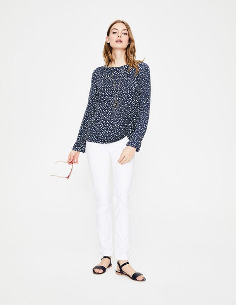 Flare Cuff Jersey Top - Navy Ditsy Daisy Flare Cuff Jersey Top - Navy Ditsy Daisy