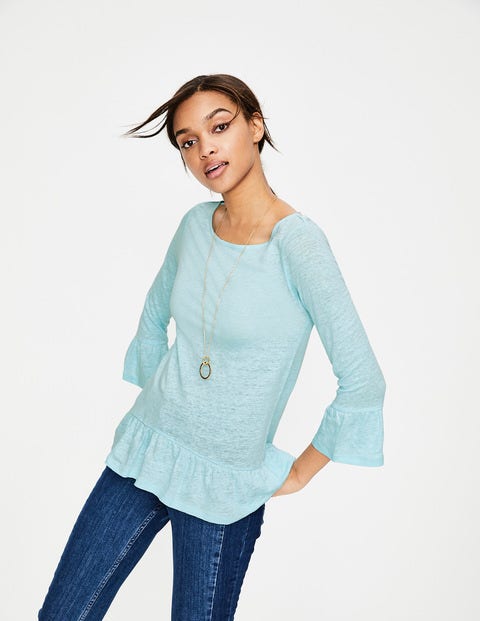 Linen Flare Jersey Top - Pale Icicle Linen Flare Jersey Top - Pale Icicle