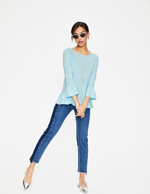 Linen Flare Jersey Top - Pale Icicle Linen Flare Jersey Top - Pale Icicle