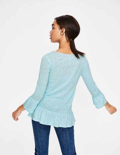 Linen Flare Jersey Top - Pale Icicle Linen Flare Jersey Top - Pale Icicle