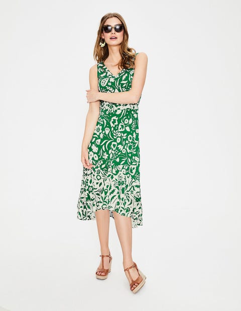 Elisa Jerseykleid - Saftiges Grün, Folk Mono, Groß Elisa Jerseykleid - Saftiges Grün, Folk Mono, Groß