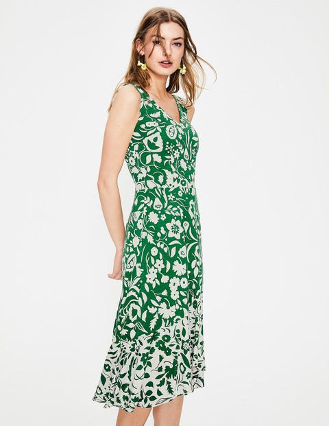 Elisa Jerseykleid - Saftiges Grün, Folk Mono, Groß Elisa Jerseykleid - Saftiges Grün, Folk Mono, Groß