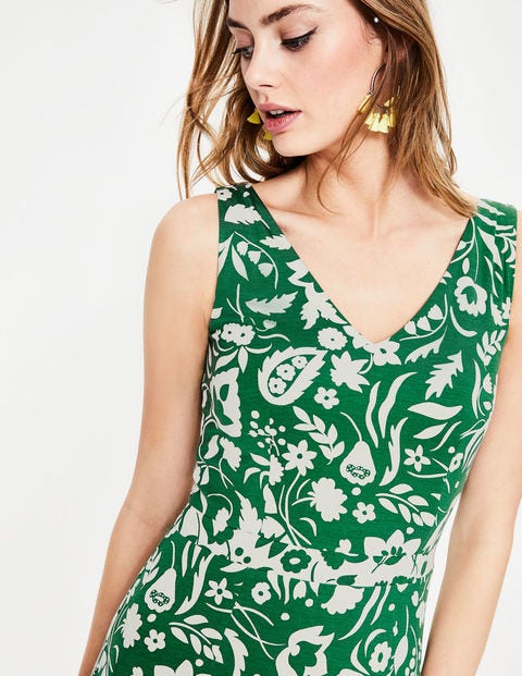 Elisa Jerseykleid - Saftiges Grün, Folk Mono, Groß Elisa Jerseykleid - Saftiges Grün, Folk Mono, Groß