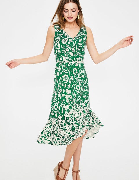 Elisa Jerseykleid - Saftiges Grün, Folk Mono, Groß Elisa Jerseykleid - Saftiges Grün, Folk Mono, Groß