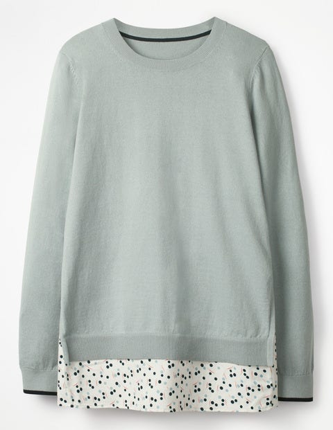 Mya Woven Mix Jumper - Pebble Mya Woven Mix Jumper - Pebble