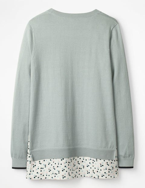 Mya Woven Mix Jumper - Pebble Mya Woven Mix Jumper - Pebble