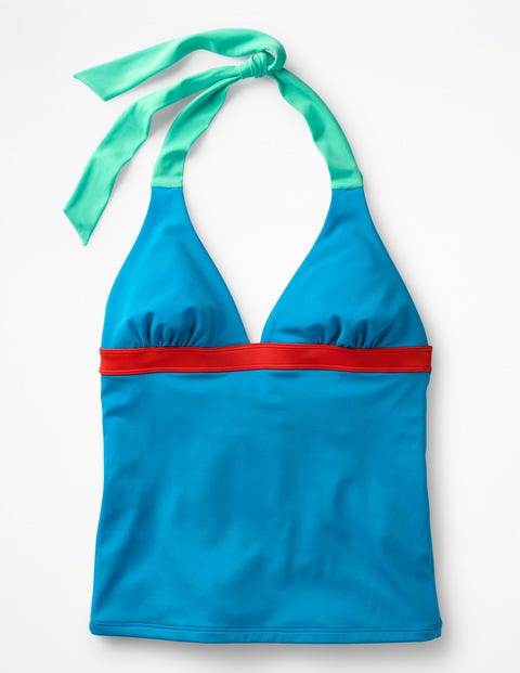 Positano Neckholder-Tankinioberteil - Blauer Juwel, Blockfarben Positano Neckholder-Tankinioberteil - Blauer Juwel, Blockfarben