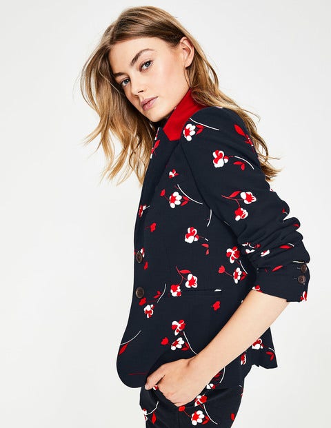 Elizabeth Ponte Blazer - Navy, Wildflower Scattered Elizabeth Ponte Blazer - Navy, Wildflower Scattered