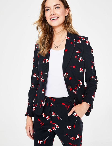 Elizabeth Ponte Blazer - Navy, Wildflower Scattered Elizabeth Ponte Blazer - Navy, Wildflower Scattered