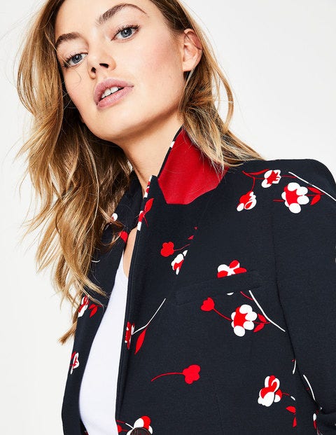 Elizabeth Ponte Blazer - Navy, Wildflower Scattered Elizabeth Ponte Blazer - Navy, Wildflower Scattered