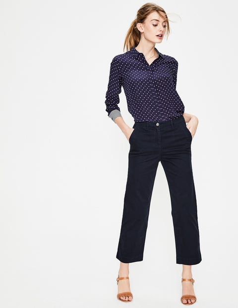 Rachel Wide Crop Chino Pants - Navy Rachel Wide Crop Chino Pants - Navy